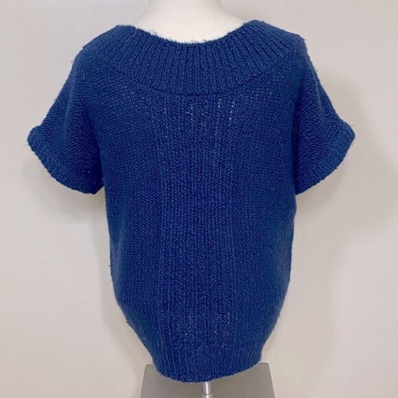 Vintage Eaton Select Blue Short Sleeve Scoop Neck  Knit Sweater M - Picture 7 of 9